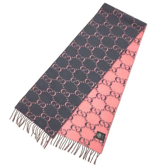GUCCI Navy x Pink Alpaca Wool Stole Unused - Picture 1 of 3